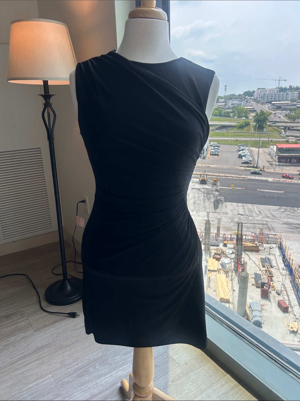 Zara Black Sleeveless Ruched Mini Dress